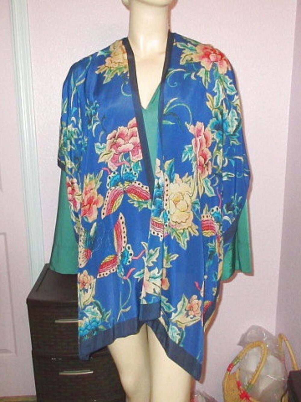 Soft Surroundings Silk Kimono Top XL-2X Butterfly Floral Open Front Layers Artsy